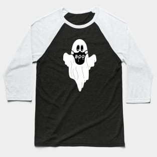 Ghost Wearing Boo Mask Baseball T-Shirt